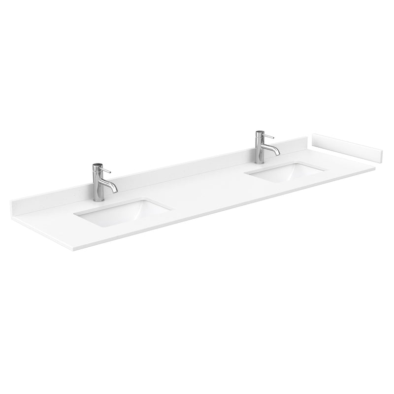 Wyndham Daria 80" Double Bathroom Vanity In White White Cultured Marble Countertop Undermount Square Sinks and Medicine Cabinets WCV252580DWHWCUNSMED