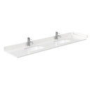 Wyndham Miranda 84" Double Bathroom Vanity In White Light-Vein Carrara Cultured Marble Countertop Undermount Square Sinks Brushed Nickel Trim 70" Mirror WCF292984DWHC2UNSM70