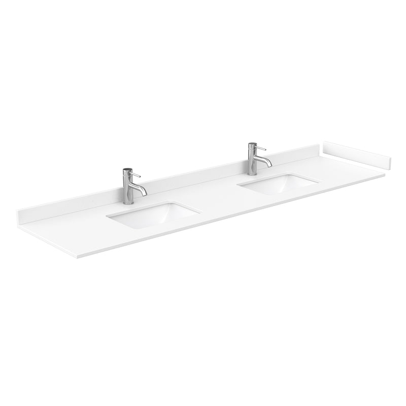 Wyndham Miranda 84" Double Bathroom Vanity In White White Cultured Marble Countertop Undermount Square Sinks Matte Black Trim 70" Mirror WCF292984DWBWCUNSM70