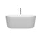 Wyndham Ursula 59" Soaking Bathtub in Matte White with Shiny White Trim and Floor Mounted Faucet in Matte Black WCBTE301159MWSWATPBK