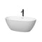 Wyndham Juno 59" Soaking Bathtub In Matte White With Polished Chrome Trim And Floor Mounted Faucet In Matte Black WCBTE306159MWPCATPBK