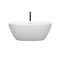 Wyndham Juno 59" Soaking Bathtub in Matte White with Shiny White Trim and Floor Mounted Faucet in Matte Black WCBTE306159MWSWATPBK