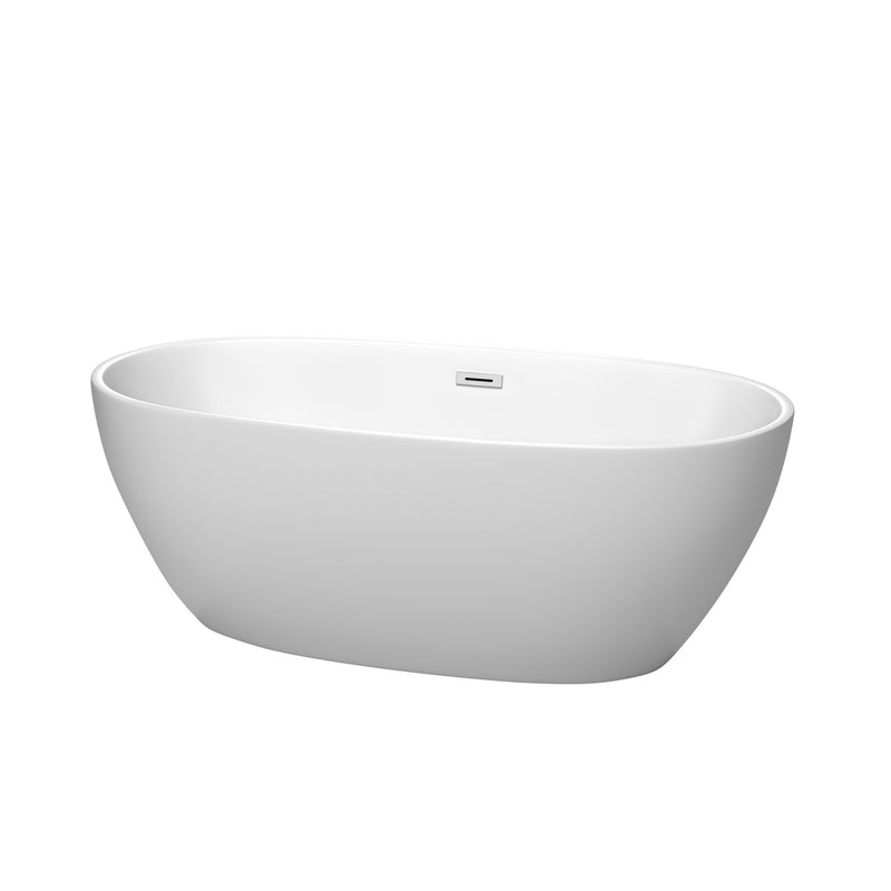 Wyndham Juno 63" Soaking Bathtub In Matte White With Polished Chrome Trim WCBTE306163MW