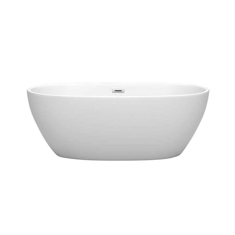 Wyndham Juno 63" Soaking Bathtub in Matte White with Polished Chrome Trim WCBTE306163MW