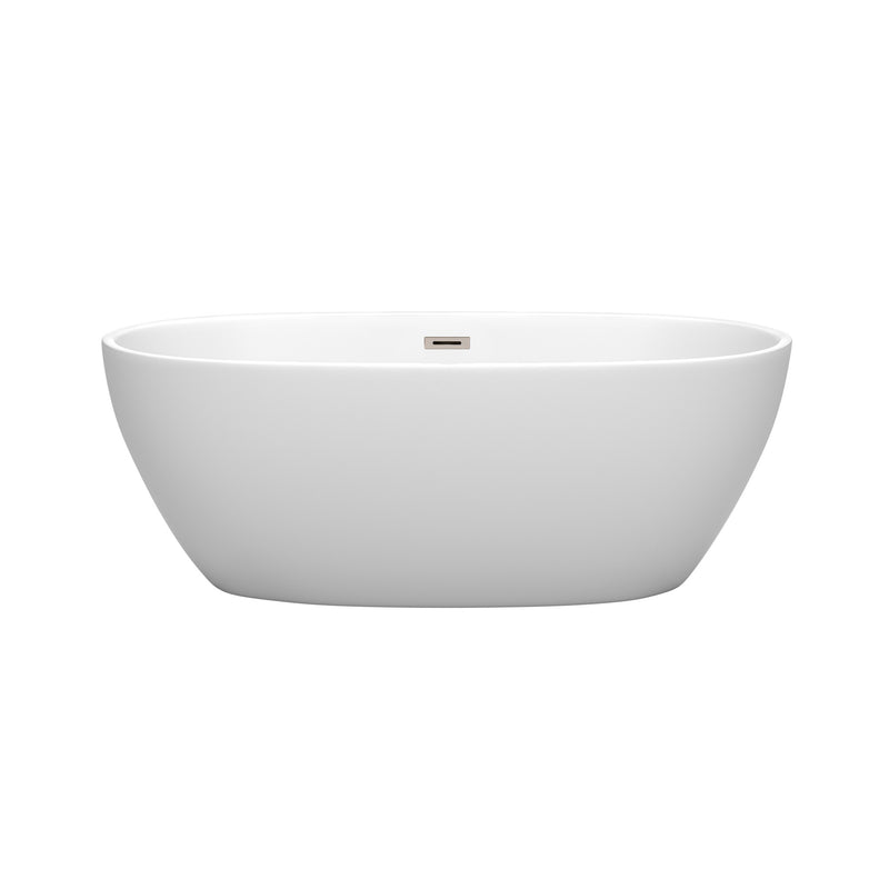 Wyndham Juno 63" Soaking Bathtub in Matte White with Brushed Nickel Trim WCBTE306163MWBNTRIM