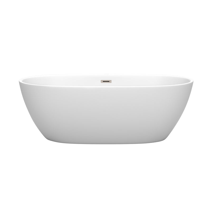 Wyndham Juno 67" Soaking Bathtub in Matte White with Brushed Nickel Trim WCBTE306167MWBNTRIM