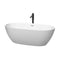 Wyndham Juno 67" Soaking Bathtub In Matte White With Polished Chrome Trim And Floor Mounted Faucet In Matte Black WCBTE306167MWPCATPBK