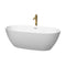 Wyndham Juno 67" Soaking Bathtub In Matte White With Polished Chrome Trim And Floor Mounted Faucet In Brushed Gold WCBTE306167MWPCATPGD