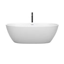 Wyndham Juno 67" Soaking Bathtub in Matte White with Shiny White Trim and Floor Mounted Faucet in Matte Black WCBTE306167MWSWATPBK