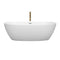 Wyndham Juno 71" Soaking Bathtub in Matte White with Polished Chrome Trim and Floor Mounted Faucet in Brushed Gold WCBTE306171MWPCATPGD