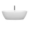 Wyndham Juno 71" Soaking Bathtub in Matte White with Shiny White Trim and Floor Mounted Faucet in Matte Black WCBTE306171MWSWATPBK