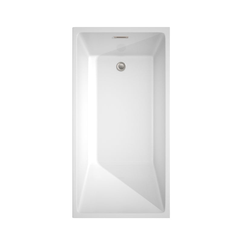 Wyndham Hannah 59" Soaking Bathtub in White with Brushed Nickel Trim WCBTK150159BNTRIM