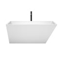 Wyndham Hannah 59" Soaking Bathtub in White with Polished Chrome Trim and Floor Mounted Faucet in Matte Black WCBTK150159PCATPBK