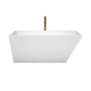 Wyndham Hannah 59" Soaking Bathtub in White with Polished Chrome Trim and Floor Mounted Faucet in Brushed Gold WCBTK150159PCATPGD