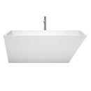 Wyndham Hannah 67" Soaking Bathtub in White Brushed Nickel Trim and Brushed Nickel Floor Mounted Faucet WCBTK150167ATP11BN