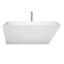 Wyndham Hannah 67" Freestanding Bathtub in White with Floor Mounted Faucet Drain and Overflow Trim in Polished Chrome WCBTK150167ATP11PC