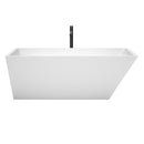 Wyndham Hannah 67" Soaking Bathtub in White with Floor Mounted Faucet Drain and Overflow Trim in Matte Black WCBTK150167MBATPBK