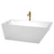 Wyndham Hannah 67" Soaking Bathtub In White With Polished Chrome Trim And Floor Mounted Faucet In Brushed Gold WCBTK150167PCATPGD