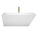 Wyndham Hannah 67" Soaking Bathtub in White with Polished Chrome Trim and Floor Mounted Faucet in Brushed Gold WCBTK150167PCATPGD