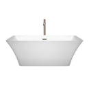 Wyndham Tiffany 59" Small Soaking Bathtub in White Brushed Nickel Trim and Brushed Nickel Floor Mounted Faucet WCBTK150459ATP11BN