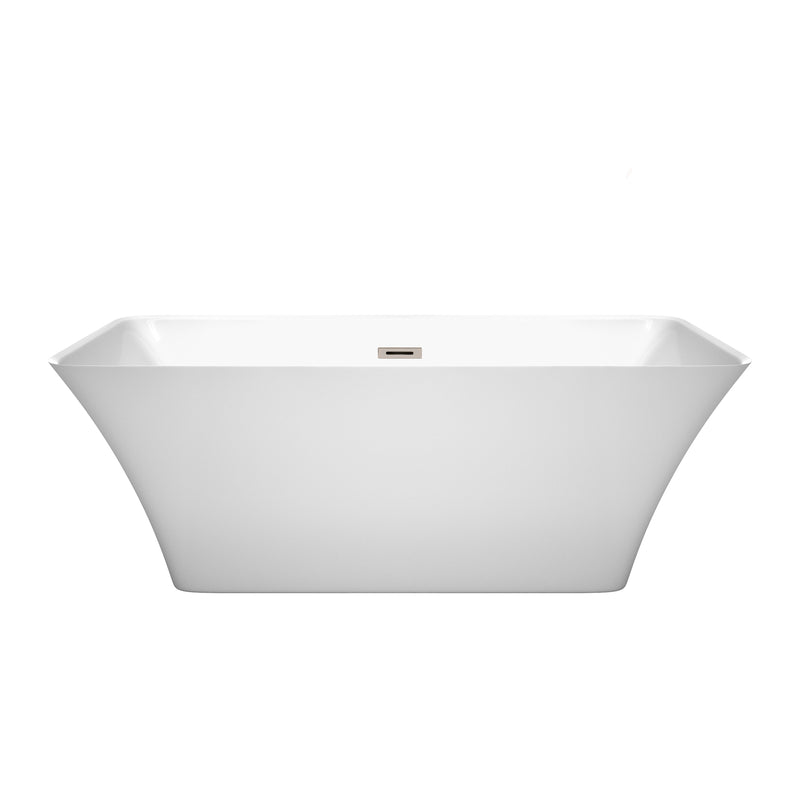 Wyndham Tiffany 59" Small Soaking Bathtub in White with Brushed Nickel Trim WCBTK150459BNTRIM