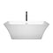 Wyndham Tiffany 59" Small Soaking Bathtub in White with Shiny White Trim and Floor Mounted Faucet in Matte Black WCBTK150459SWATPBK