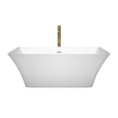 Wyndham Tiffany 59" Small Soaking Bathtub in White with Shiny White Trim and Floor Mounted Faucet in Brushed Gold WCBTK150459SWATPGD