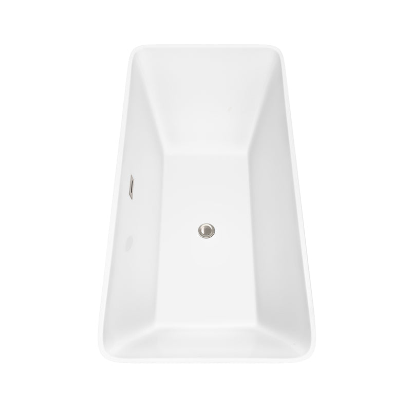 Wyndham Tiffany 67" Large Soaking Bathtub in White with Brushed Nickel Trim WCBTK150467BNTRIM