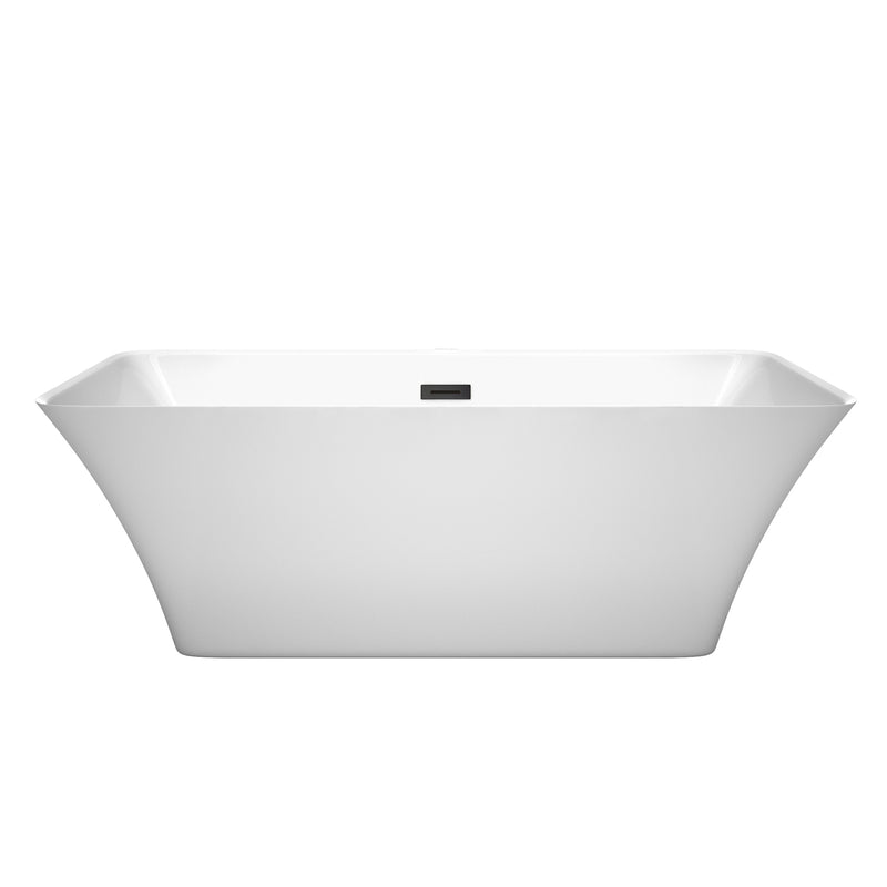 Wyndham Tiffany 67" Large Soaking Bathtub in White with Matte Black Trim WCBTK150467MBTRIM