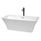 Wyndham Tiffany 67" Large Soaking Bathtub In White With Polished Chrome Trim And Floor Mounted Faucet In Matte Black WCBTK150467PCATPBK