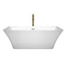 Wyndham Tiffany 67" Large Soaking Bathtub in White with Polished Chrome Trim and Floor Mounted Faucet in Brushed Gold WCBTK150467PCATPGD