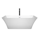 Wyndham Tiffany 67" Large Soaking Bathtub in White with Shiny White Trim and Floor Mounted Faucet in Matte Black WCBTK150467SWATPBK