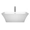 Wyndham Tiffany 67" Large Soaking Bathtub in White with Shiny White Trim and Floor Mounted Faucet in Matte Black WCBTK150467SWATPBK