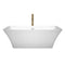 Wyndham Tiffany 67" Large Soaking Bathtub in White with Shiny White Trim and Floor Mounted Faucet in Brushed Gold WCBTK150467SWATPGD