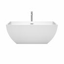 Wyndham Rachel 59" Freestanding Bathtub in White with Floor Mounted Faucet Drain and Overflow Trim in Polished Chrome WCBTK150559ATP11PC