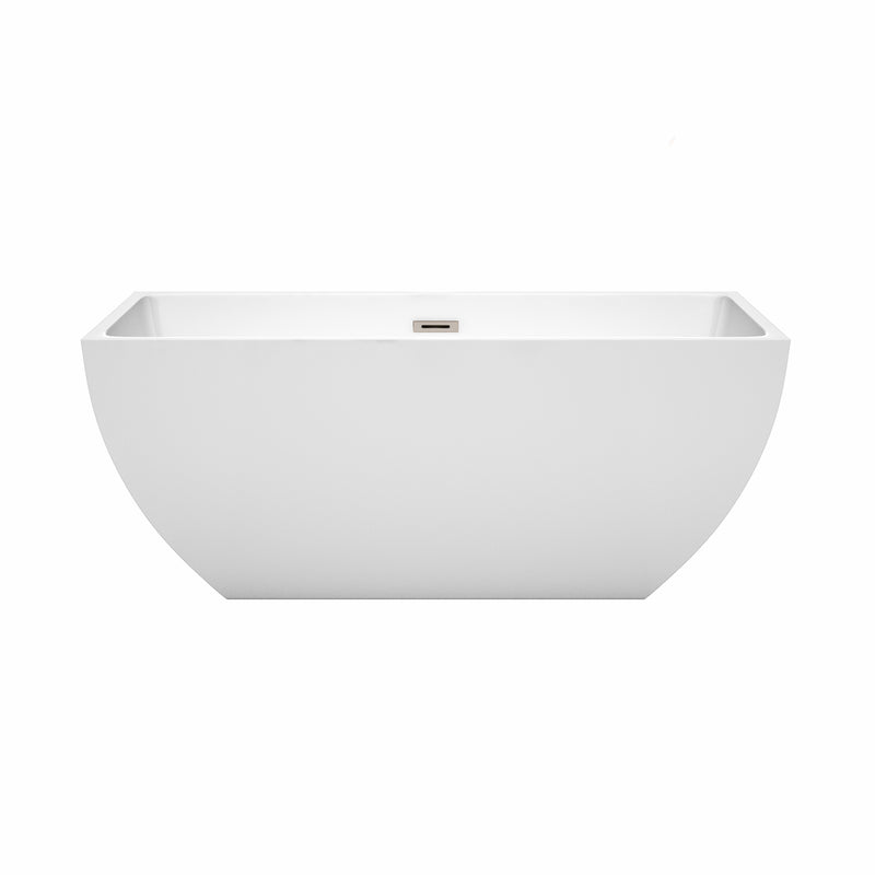 Wyndham Rachel 59" Soaking Bathtub in White with Brushed Nickel Trim WCBTK150559BNTRIM