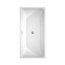 Wyndham Rachel 59" Soaking Bathtub in White Brushed Nickel Trim and Brushed Nickel Floor Mounted Faucet WCBTK150559ATP11BN