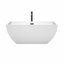 Wyndham Rachel 59" Soaking Bathtub in White with Floor Mounted Faucet Drain and Overflow Trim in Matte Black WCBTK150559MBATPBK