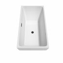 Wyndham Rachel 59" Soaking Bathtub in White with Floor Mounted Faucet Drain and Overflow Trim in Matte Black WCBTK150559MBATPBK