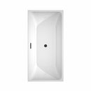 Wyndham Rachel 59" Soaking Bathtub in White with Floor Mounted Faucet Drain and Overflow Trim in Matte Black WCBTK150559MBATPBK