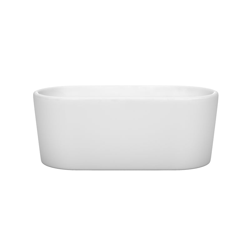 Wyndham Ursula 59" Freestanding Bathtub in White with Polished Chrome Drain and Overflow Trim WCBTK151159