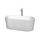 Wyndham Ursula 59" Soaking Bathtub In White Brushed Nickel Trim And Brushed Nickel Floor Mounted Faucet WCBTK151159ATP11BN