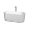 Wyndham Ursula 59" Soaking Bathtub In White Brushed Nickel Trim And Brushed Nickel Floor Mounted Faucet WCBTK151159ATP11BN