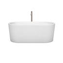 Wyndham Ursula 59" Soaking Bathtub in White Brushed Nickel Trim and Brushed Nickel Floor Mounted Faucet WCBTK151159ATP11BN