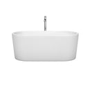 Wyndham Ursula 59" Freestanding Bathtub in White with Polished Chrome Drain and Overflow Trim and Floor Mounted Faucet WCBTK151159ATP11PC