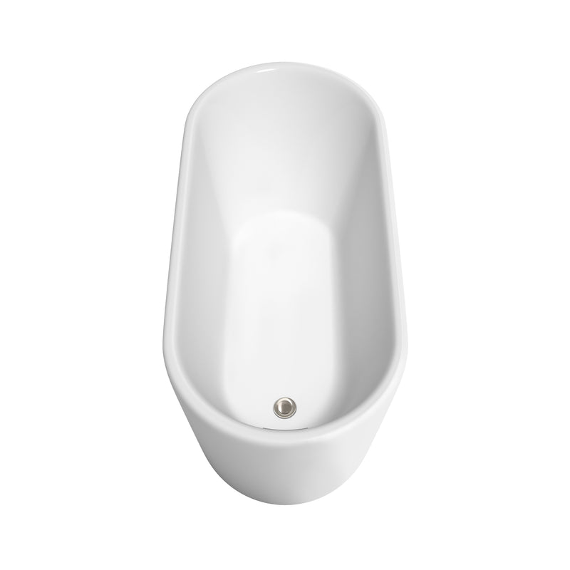 Wyndham Ursula 59" Soaking Bathtub in White with Brushed Nickel Trim WCBTK151159BNTRIM