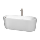 Wyndham Ursula 67" Soaking Bathtub In White Brushed Nickel Trim And Brushed Nickel Floor Mounted Faucet WCBTK151167ATP11BN