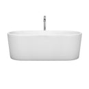 Wyndham Ursula 67" Freestanding Bathtub in White with Polished Chrome Drain and Overflow Trim and Floor Mounted Faucet WCBTK151167ATP11PC