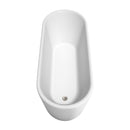 Wyndham Ursula 67" Soaking Bathtub in White Brushed Nickel Trim and Brushed Nickel Floor Mounted Faucet WCBTK151167ATP11BN