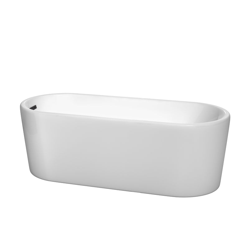 Wyndham Ursula 67" Soaking Bathtub In White With Matte Black Trim WCBTK151167MBTRIM